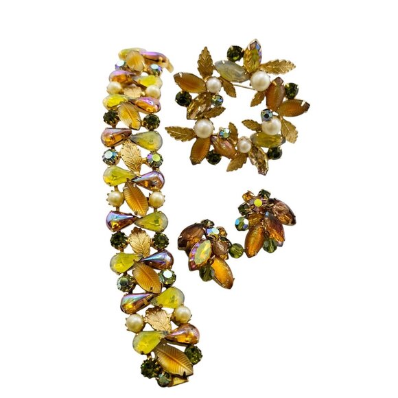 Stunning Signed Kramer Of Ny Molded Glass Parure (A7915) - Picture 3 of 11